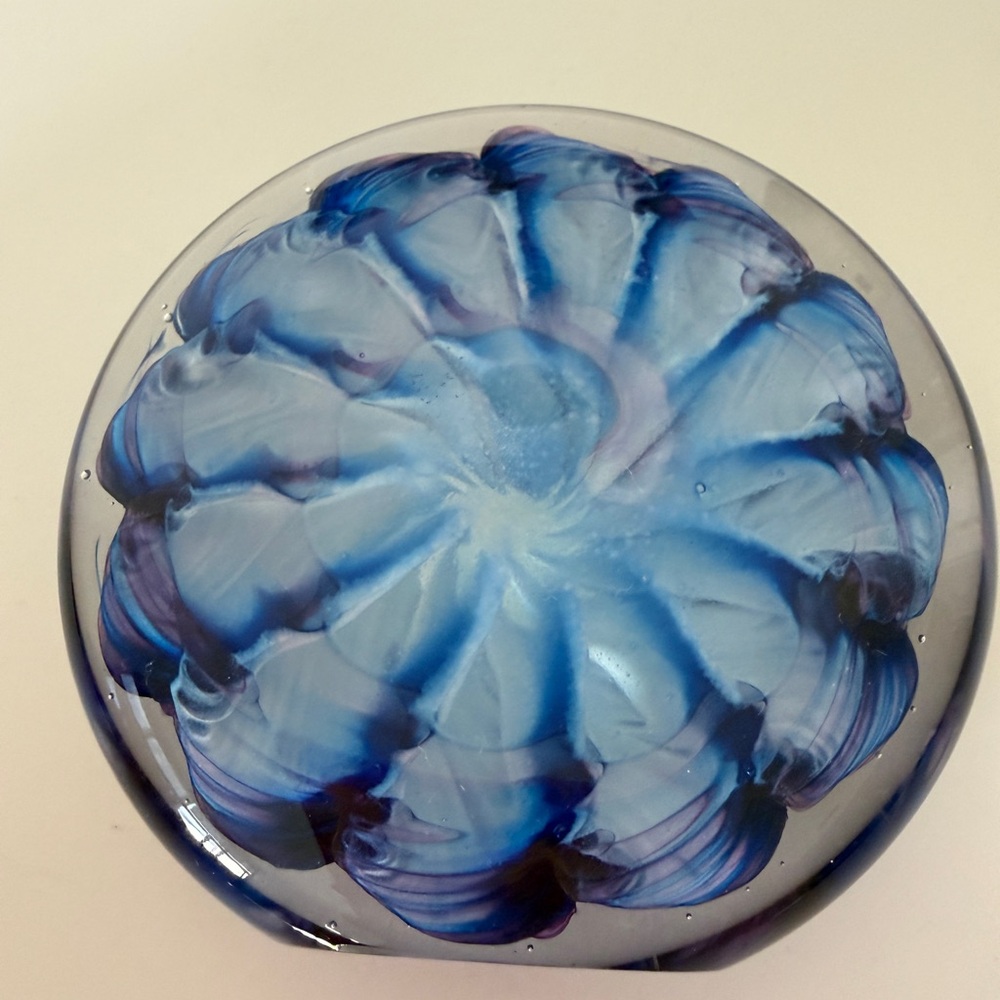 Blue and Purple Swirl Glass Art Piece - Picture 3 of 5